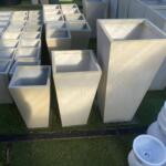 Tall Tapered Square Garden Pots and Planters Raw Concrete