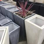 Tall Tapered Square Garden Pots and Planters Raw Concrete