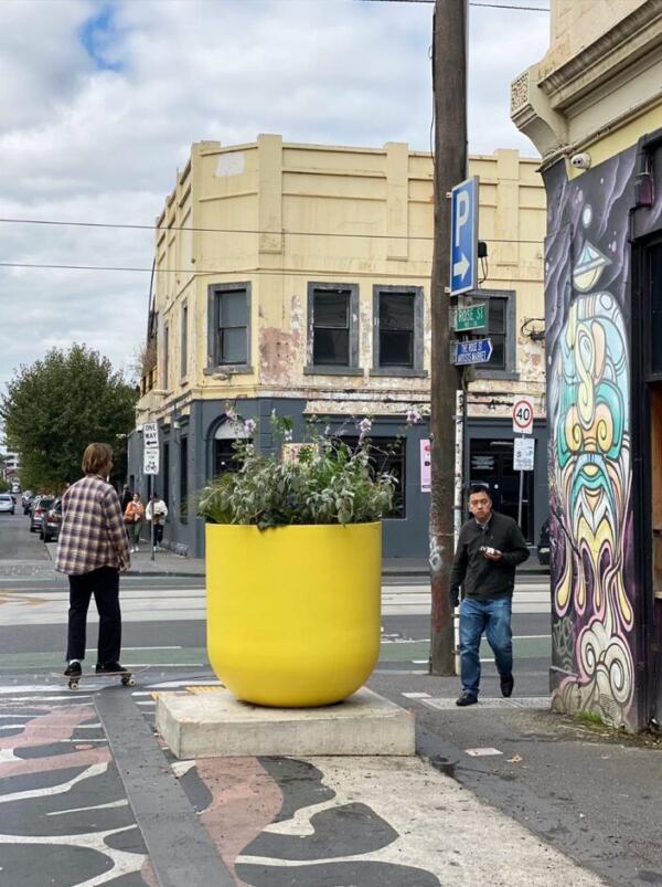 Giant Yellow Garden Pot - Brighten Your Space - Durable & Stylish - Ideal for Roadside or Commercial Use