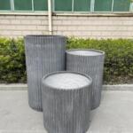 Fluted Tub Cylinder Garden Pot and Planter Textured Ribbed Striped