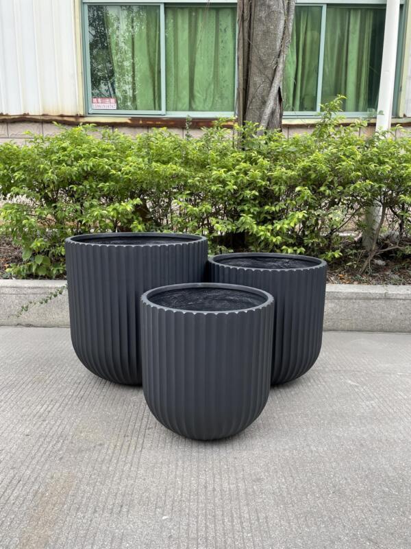 Textured ribbed garden pots and planters