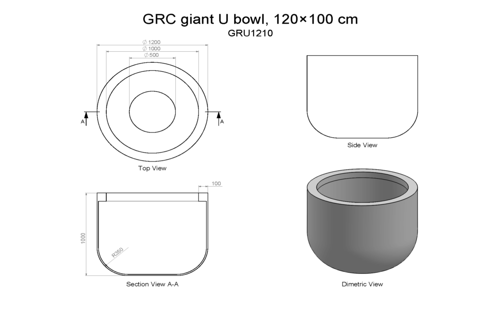 How big is a giant U bowl tree garden planter