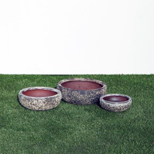 Pompeii Bonsai Bowl with black-and-white volcanic-style textured finish | Delivered
