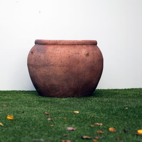 Old Stone Cannibal Jar high-fired earthenware pot with sand-blasted finish -- Pots Wholesale Direct