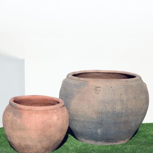 Old Stone Cannibal Jar high-fired earthenware pot with sand-blasted finish -- Pots Wholesale Direct
