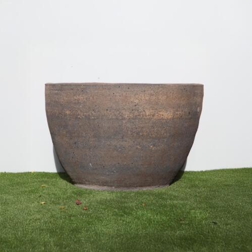 Old Stone Sala Pond wide low earthenware bowl with sand-blasted finish in multiple sizes -- Pots Wholesale Direct
