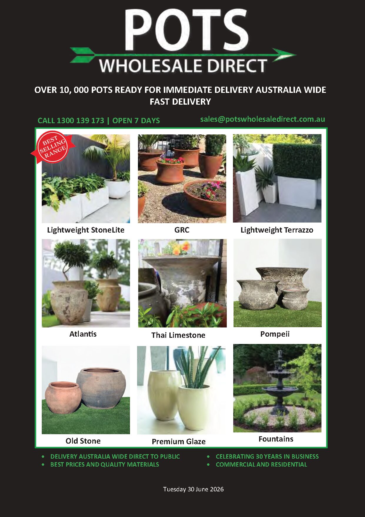 Catalogue Wholsesale Pots and Planters delivery near me